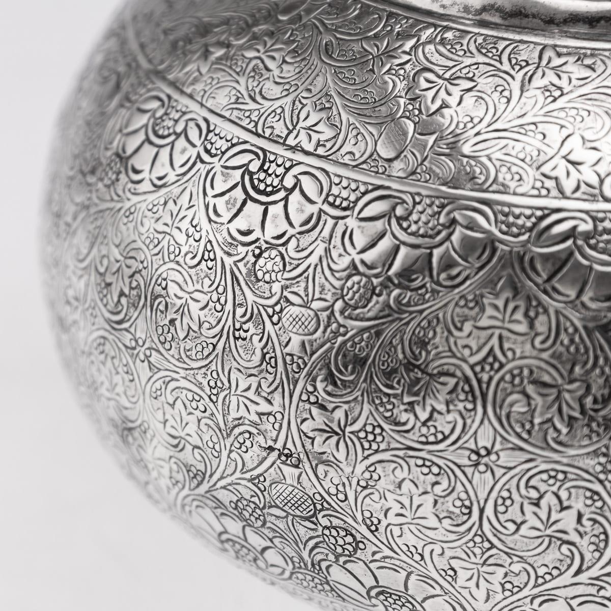 Antigua botella de agua Surahi de plata maciza india del siglo XIX, Lucknow c.1870 en venta 11