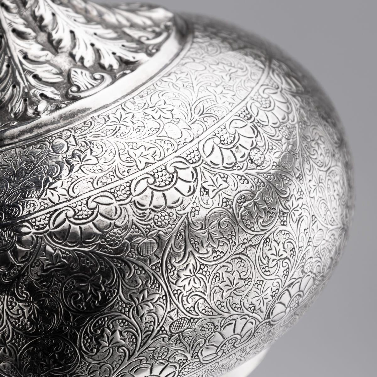 Antigua botella de agua Surahi de plata maciza india del siglo XIX, Lucknow c.1870 en venta 12