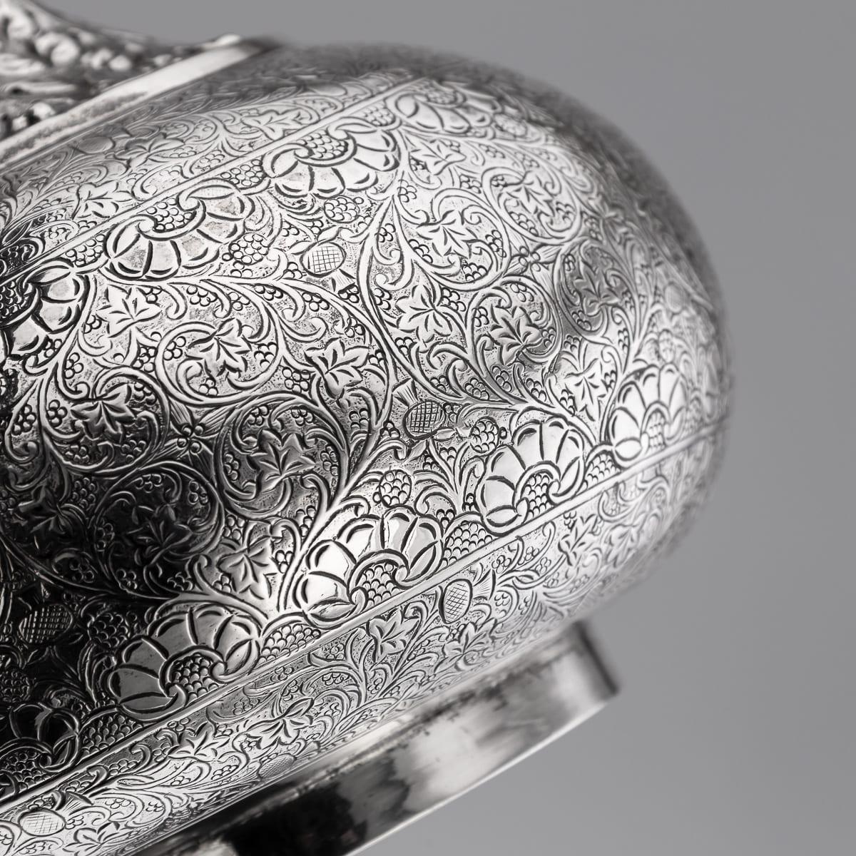 Antigua botella de agua Surahi de plata maciza india del siglo XIX, Lucknow c.1870 en venta 13