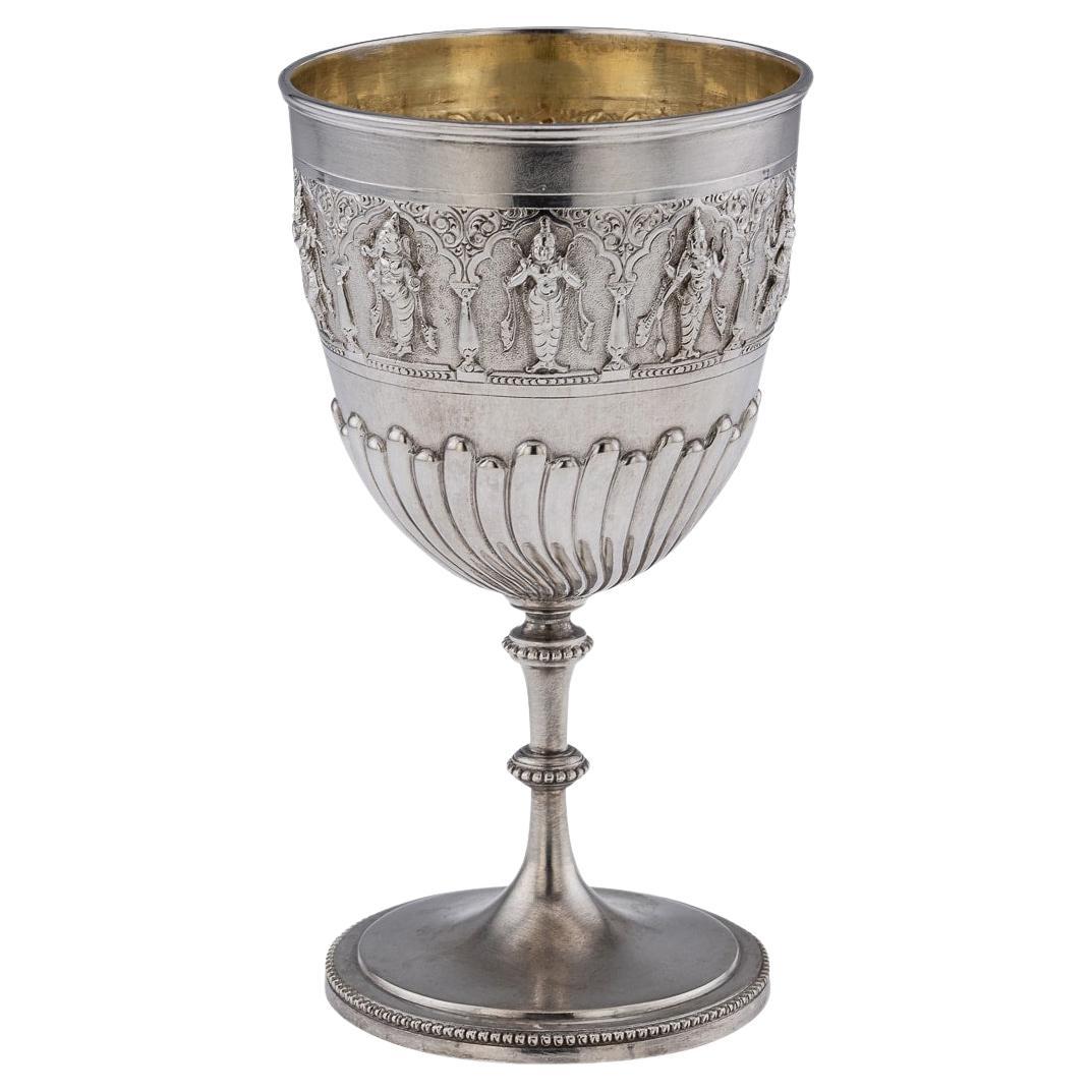 Antique 19th Century Indian Solid Silver Swami Goblet, Madras c.1880