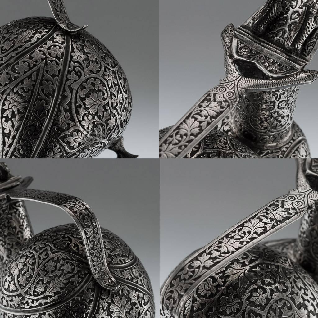 Antique 19th Century Indian Zoomorphic Solid Silver Jug, Kashmir, circa 1870 6