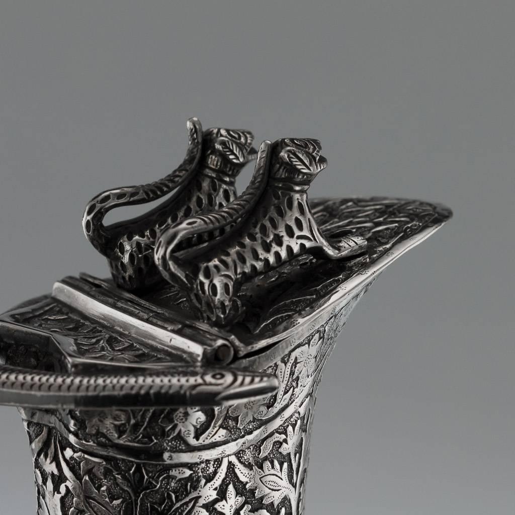 Antique 19th Century Indian Zoomorphic Solid Silver Jug, Kashmir, circa 1870 3