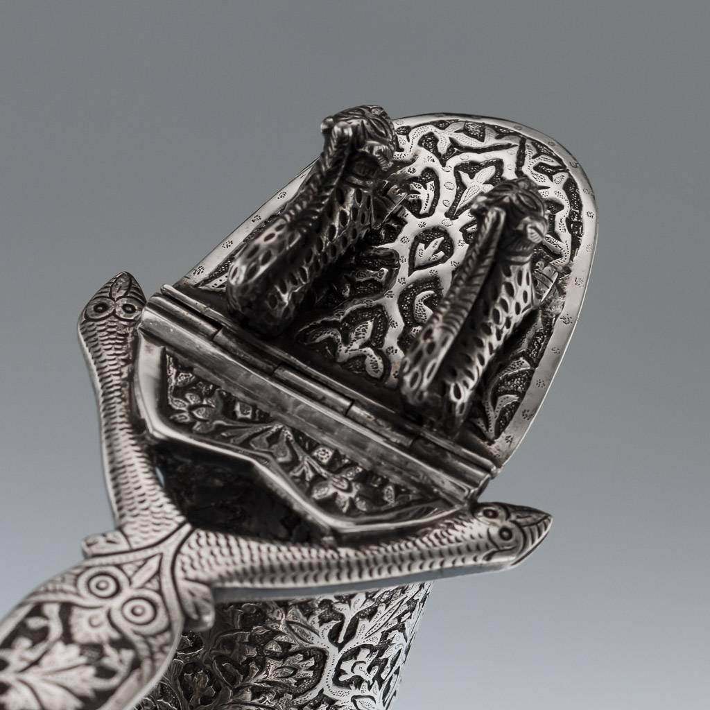 Antique 19th Century Indian Zoomorphic Solid Silver Jug, Kashmir, circa 1870 5