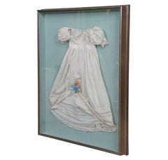 Antique 19th Century Infant Christening Gown Lace Baby Dress Shadowbox