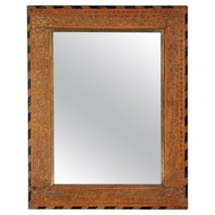 Antique 19th century inlaid brass and wood framed Mirror - Moroccan or Indian