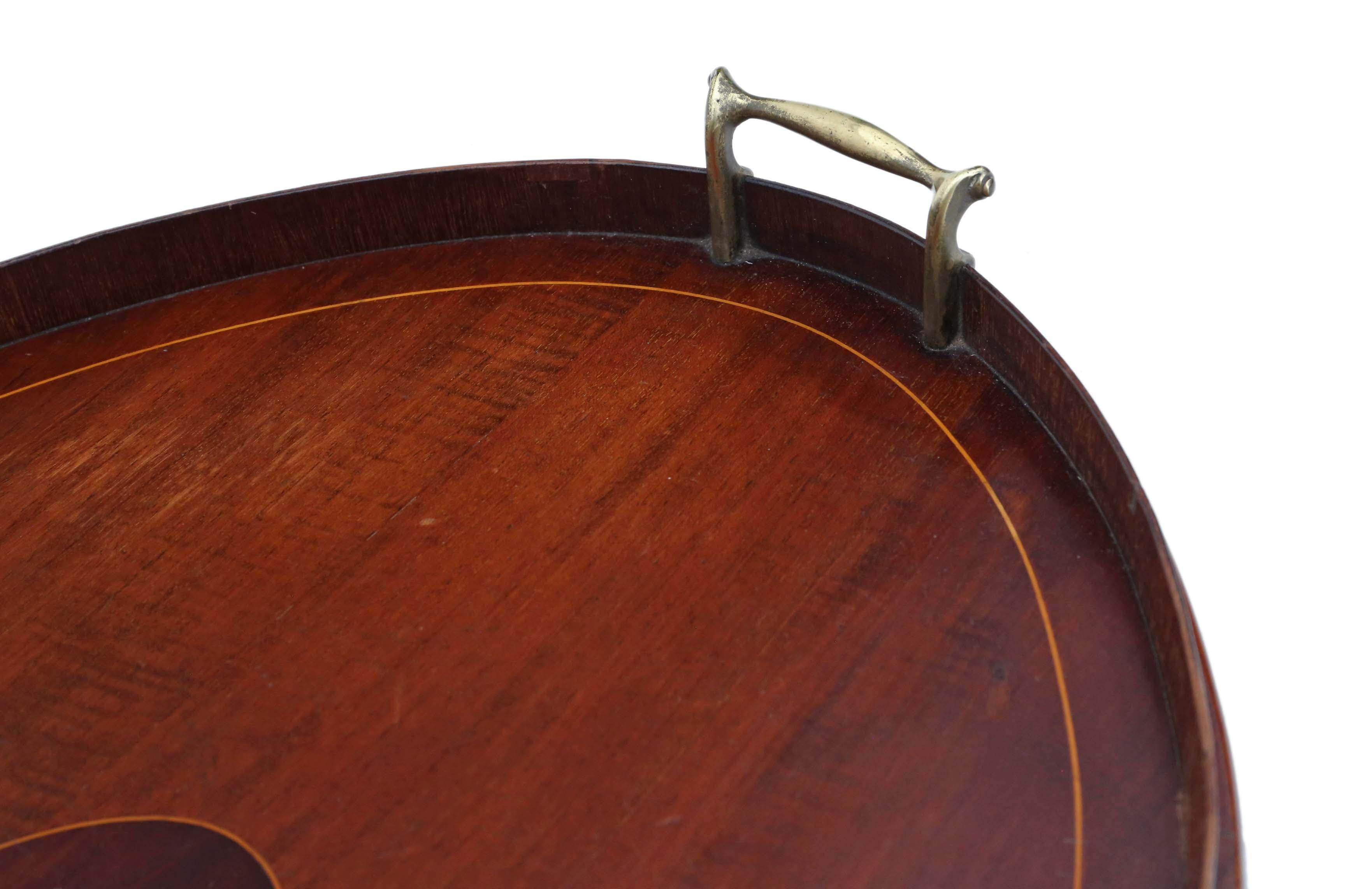 Antique 19th Century Inlaid Mahogany Oval Tea Serving Tray In Good Condition In Wisbech, Cambridgeshire