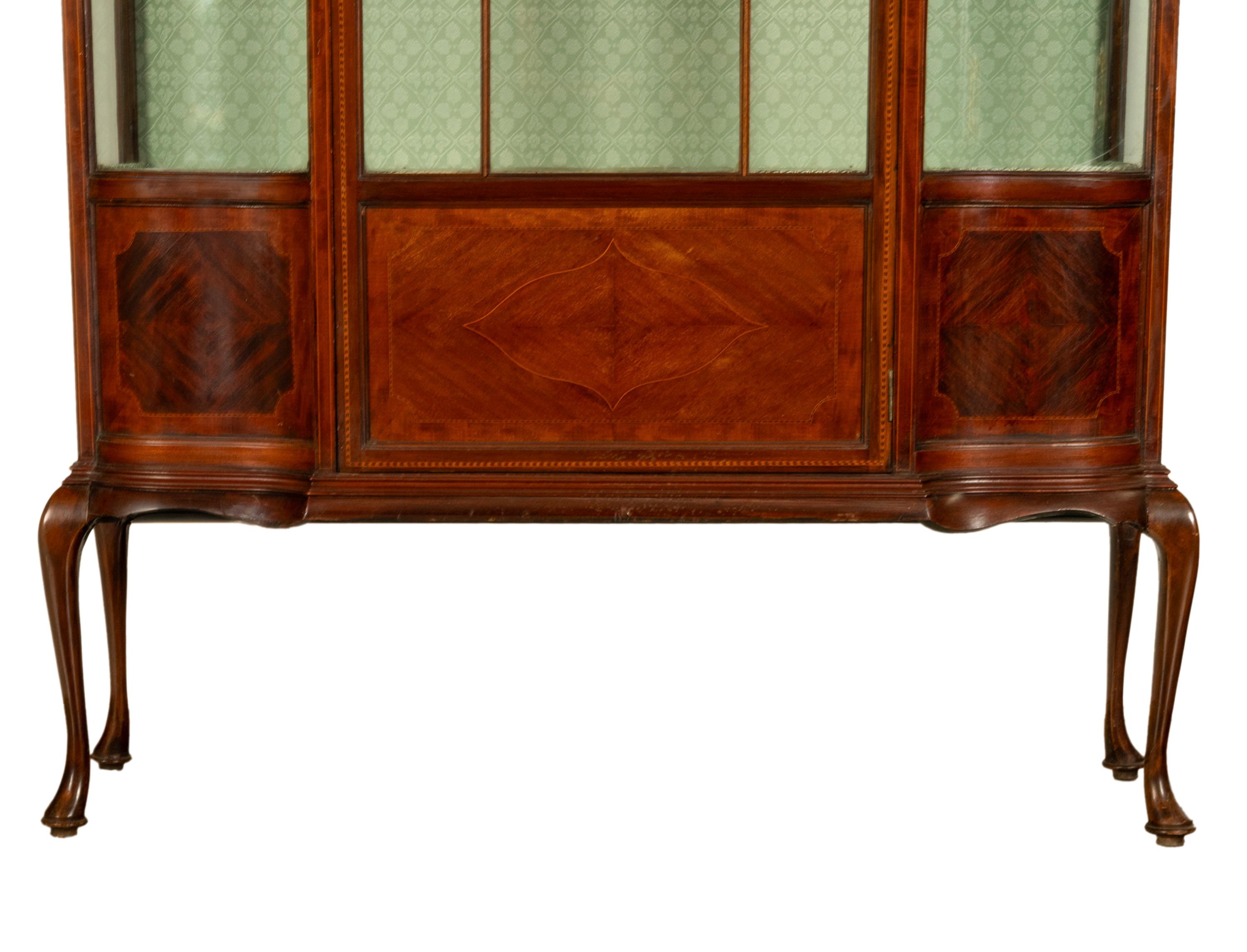 Antique 19th Century Inlaid Mahogany Regency Revival Display China Hutch 1890 For Sale 4