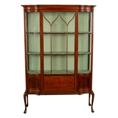 Antike 19. Jahrhundert Intarsien Mahagoni Regency Revival Display China Hutch 1890