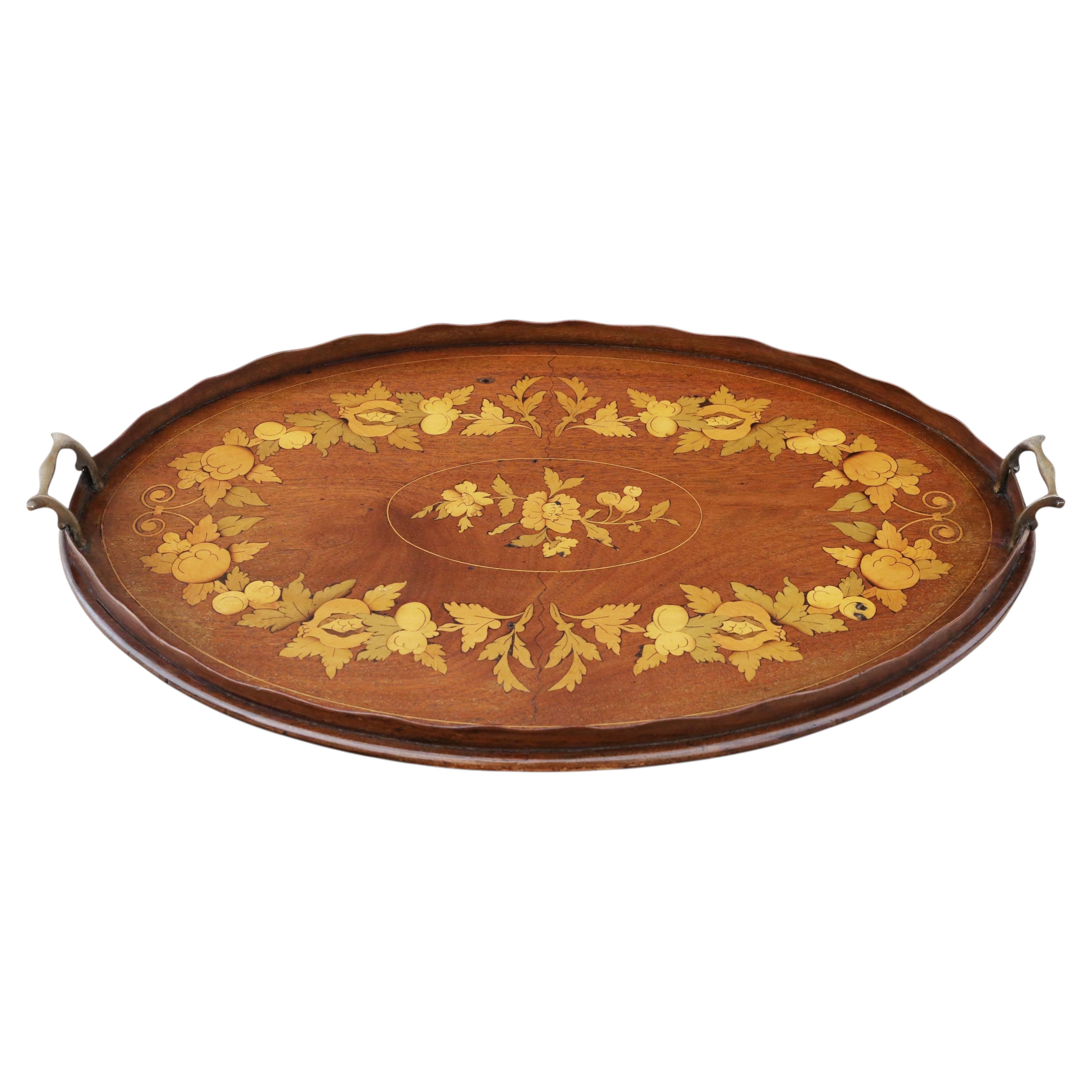 Antique 19th Century Inlaid Mahogany Serving Tray – Fine Quality