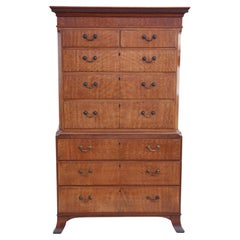 Used 19th Century Inlaid Mahogany Tallboy Chest on Chest of Drawers