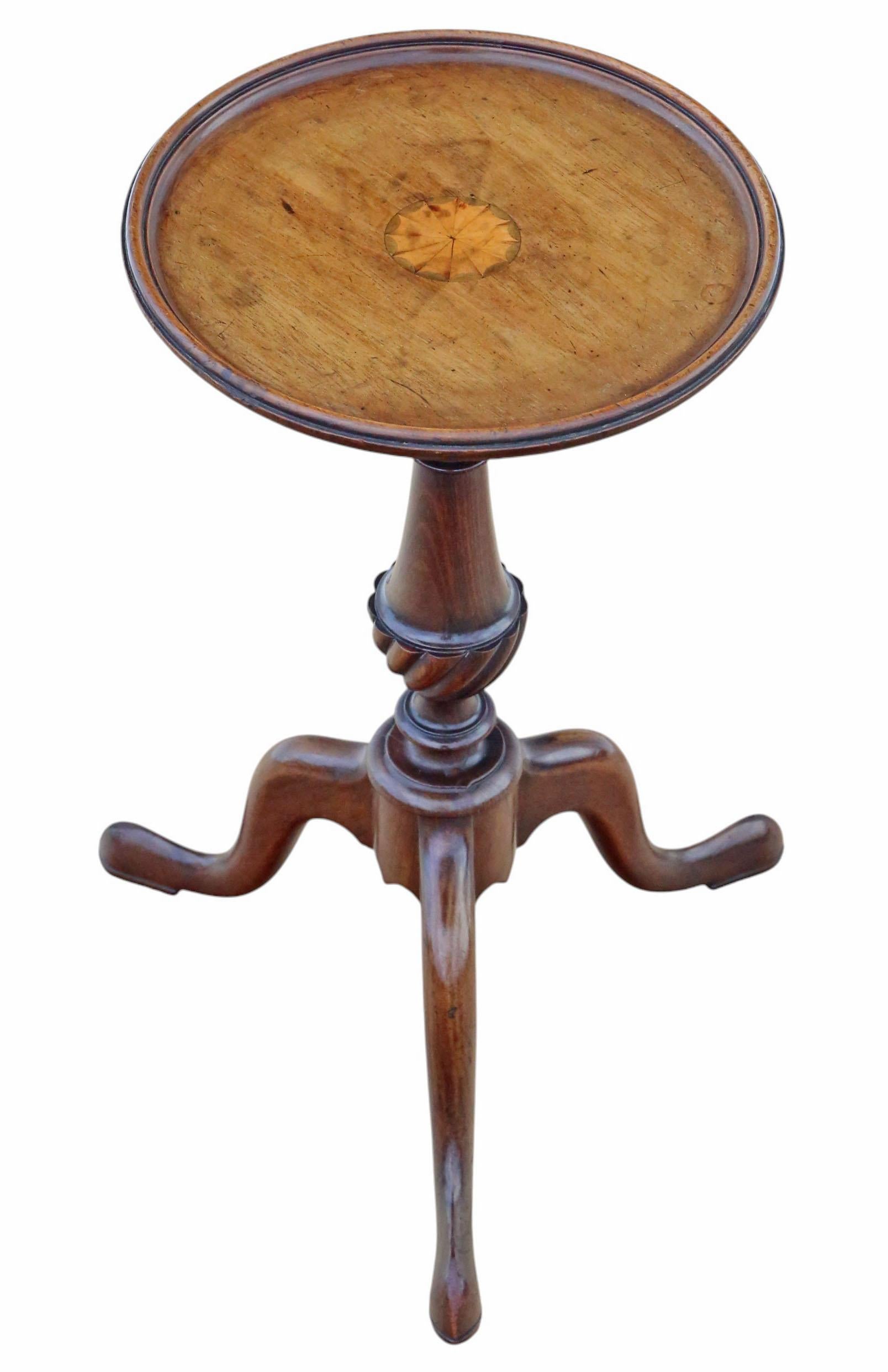 British Antique 19th Century Inlaid Mahogany Wine Side / Occasional Table – Fine Quality For Sale