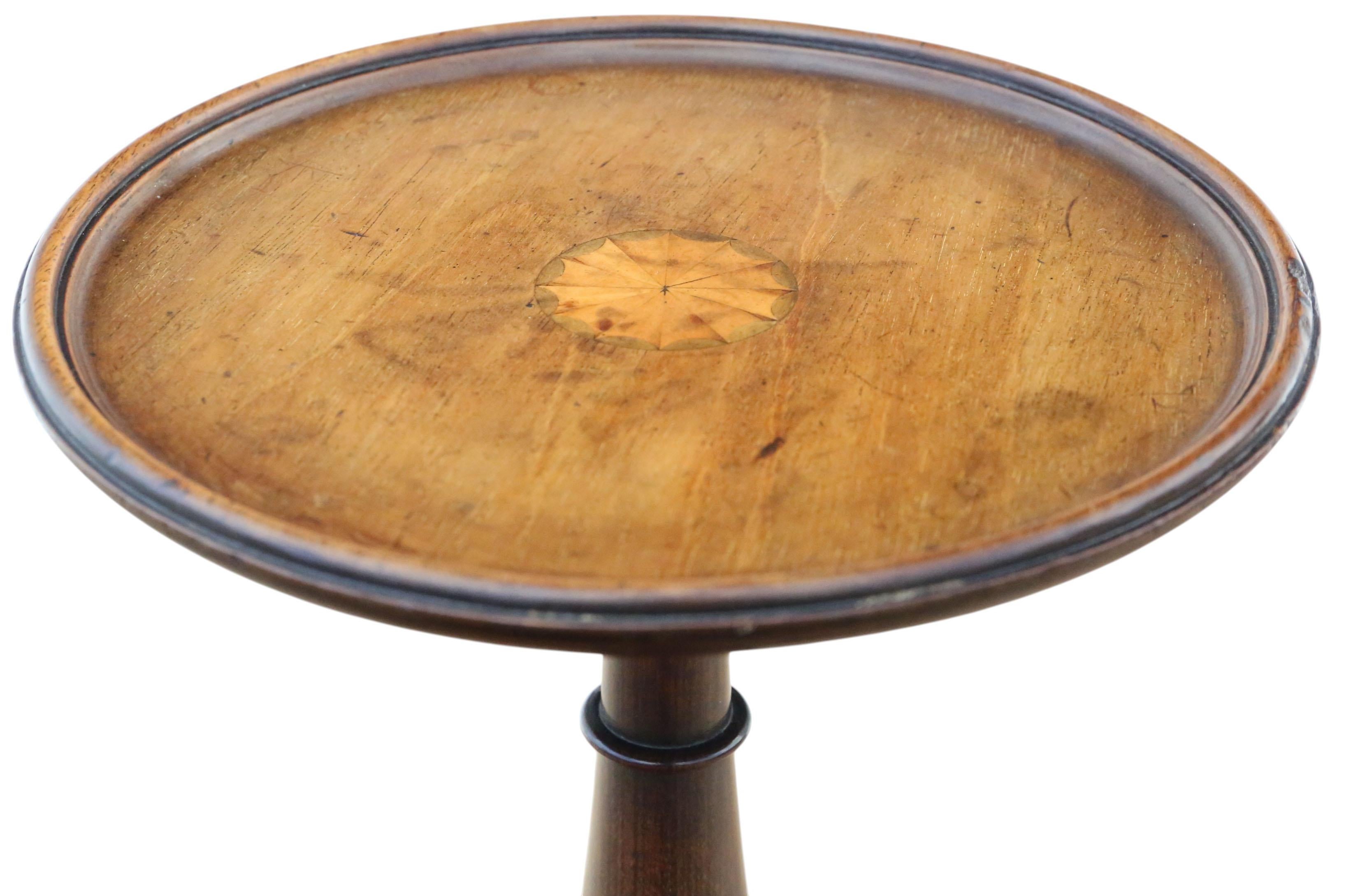Antique 19th Century Inlaid Mahogany Wine Side / Occasional Table – Fine Quality In Good Condition For Sale In Wisbech, Cambridgeshire