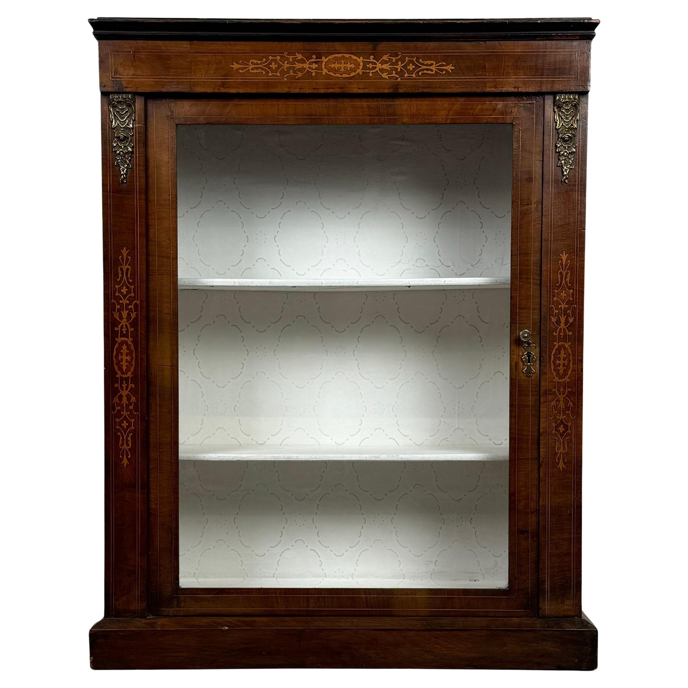 Antico mobile da molo intarsiato del XIX secolo in noce ( REF AFS-3730 )