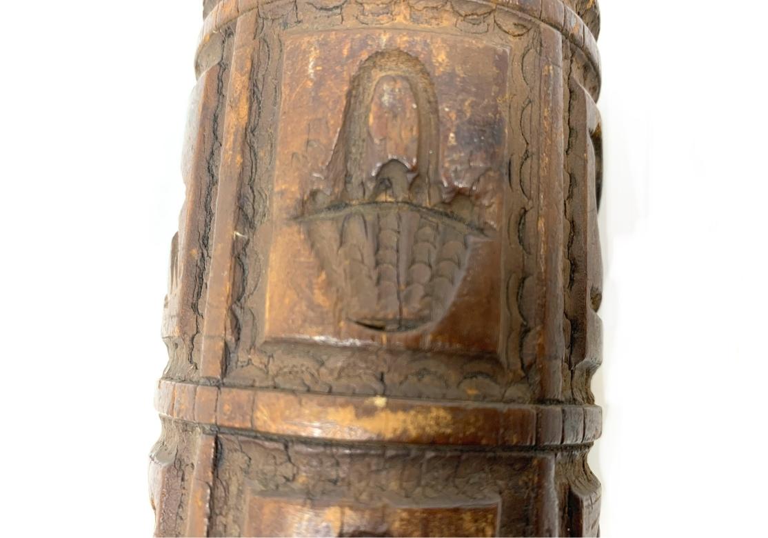 Antique 19th Century Irish Carved Wood Springerle Rolling Pin For Sale 6