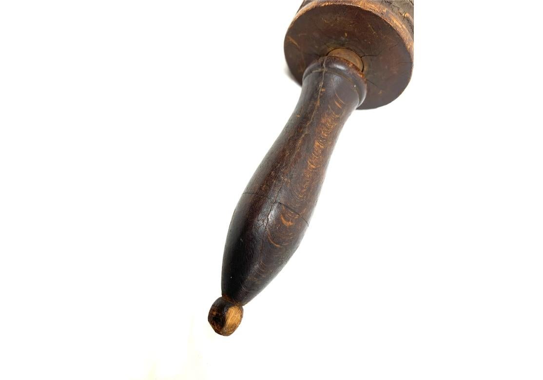 Antique 19th Century Irish Carved Wood Springerle Rolling Pin For Sale 2