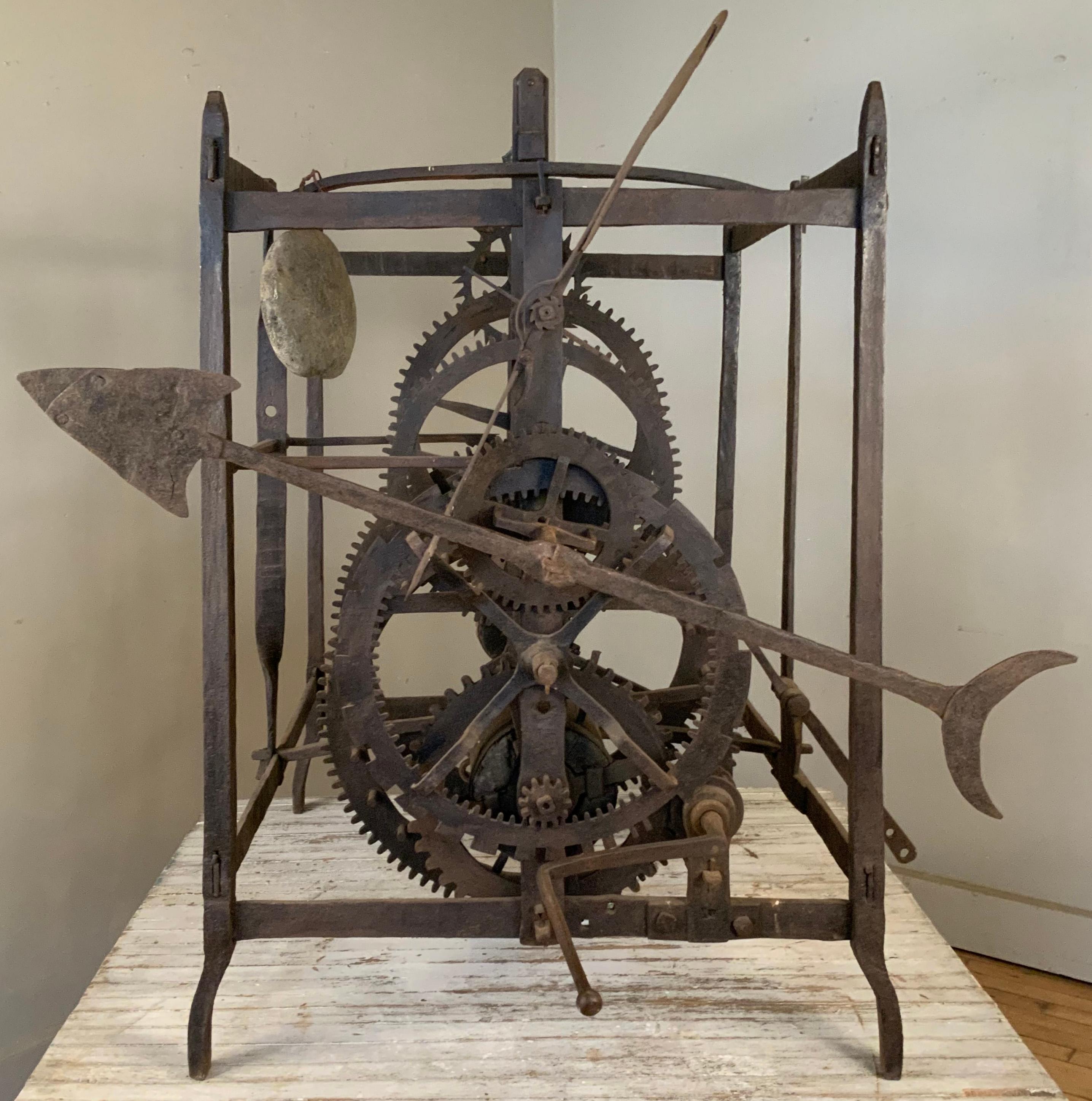 Antique 19th Century Italian Bell Tower Clockworks In Good Condition For Sale In Hudson, NY