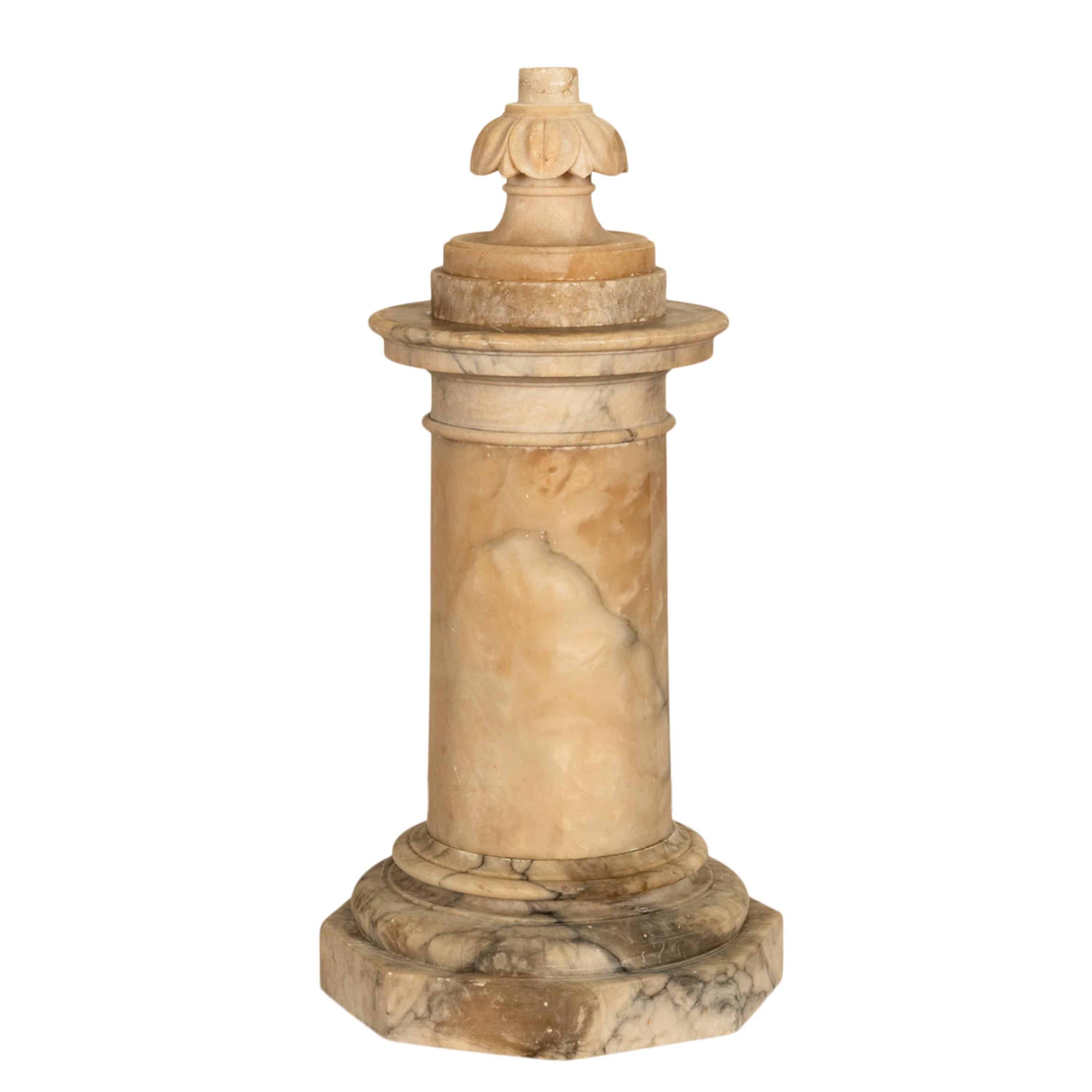 Antique 19th Century Italian Carved Alabaster Neoclassical Urn on Pedestal 1850 For Sale 6