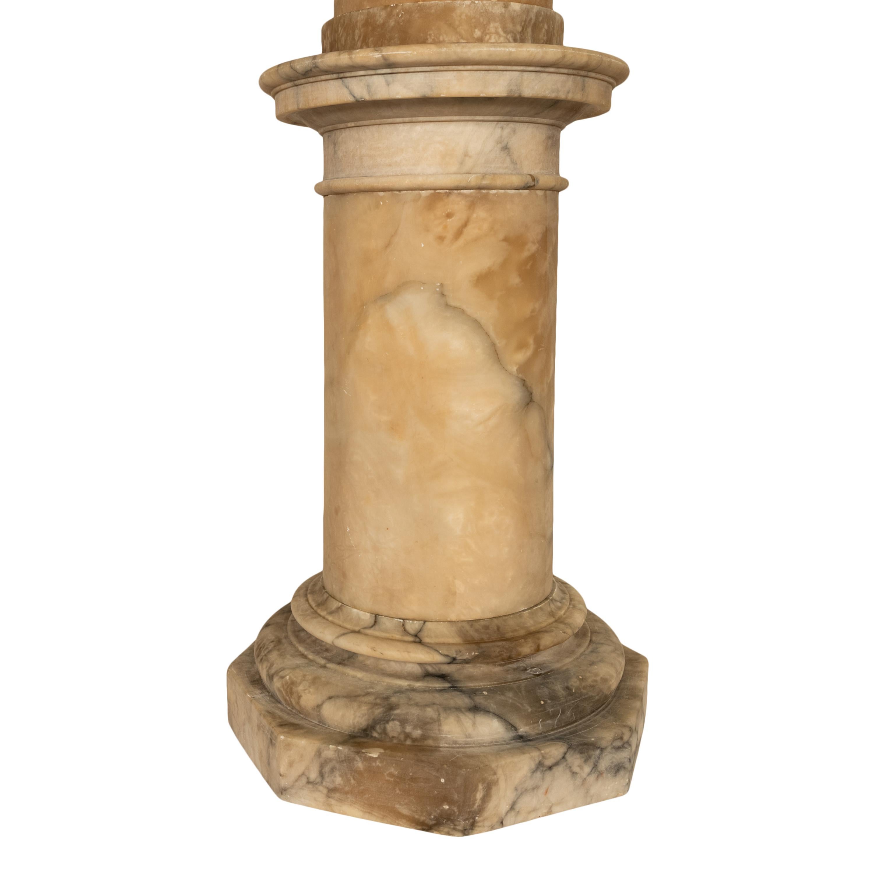 Antique 19th Century Italian Carved Alabaster Neoclassical Urn on Pedestal 1850 For Sale 16
