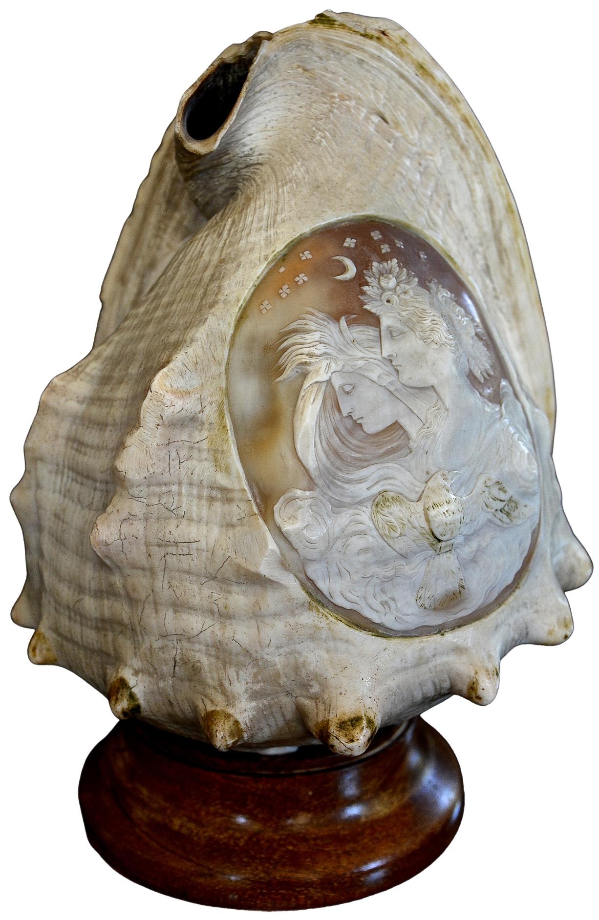 Victorian Antique 19th Century Italian Carved Cameo Conch Shell For Sale