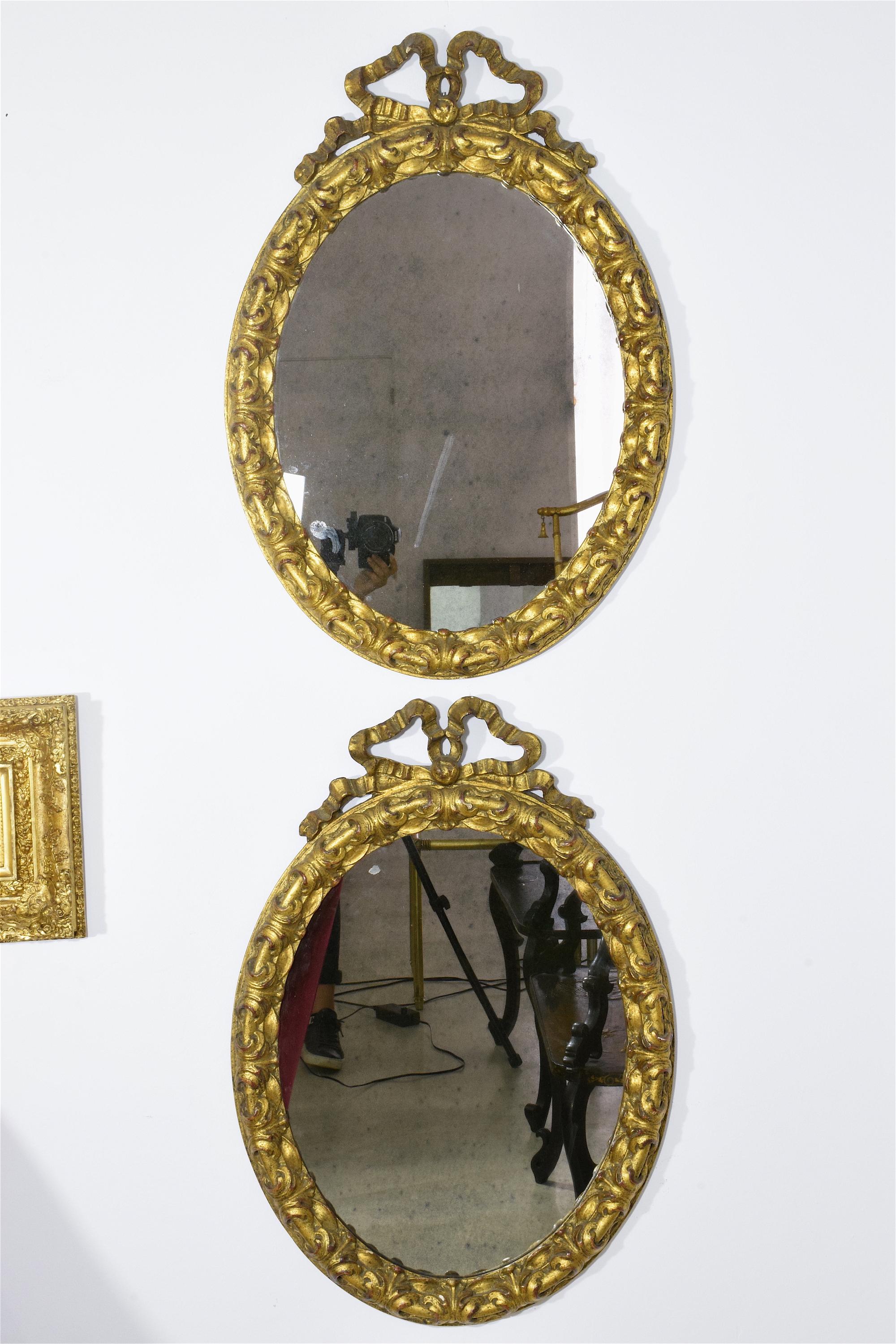 Antique 19th Century Italian Giltwood Vanity Mirrors, Set of Two  (Italienisch)