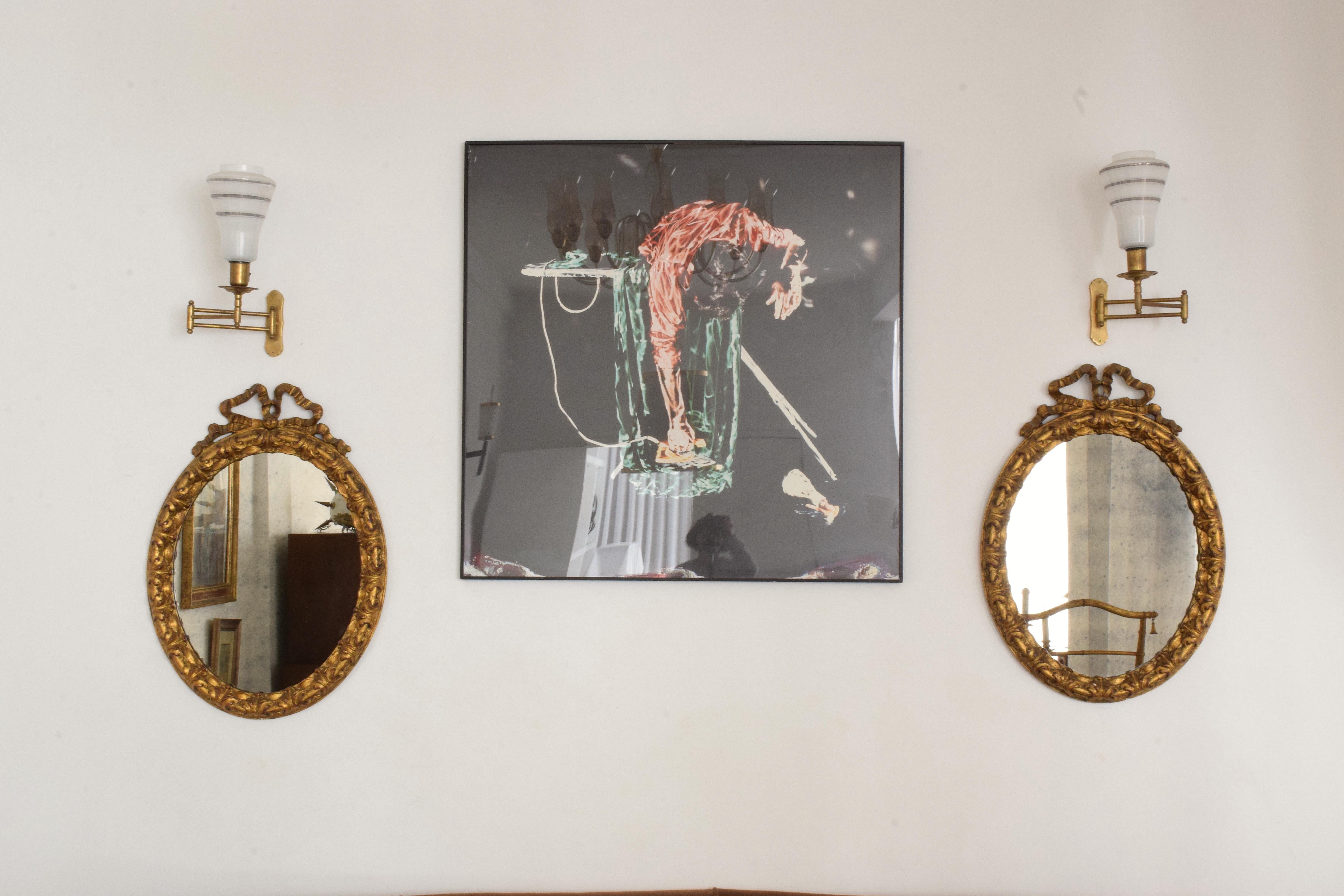 Antique 19th Century Italian Giltwood Vanity Mirrors, Set of Two  1