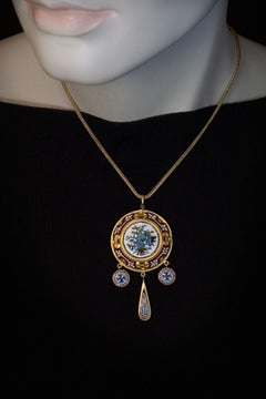 Antique 19th Century Italian Micro Mosaic Gold Necklace