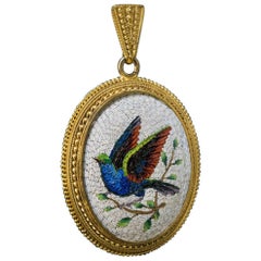 Antique 19th Century Italian Micro Mosaic Locket Pendant