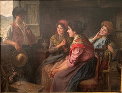 Antique 19th Century Italian Oil on Canvas Painting by Arturo Ricci (1854-1919).