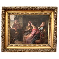 Antique 19th Century Italian Oil on Canvas Painting by Arturo Ricci (1854-1919).