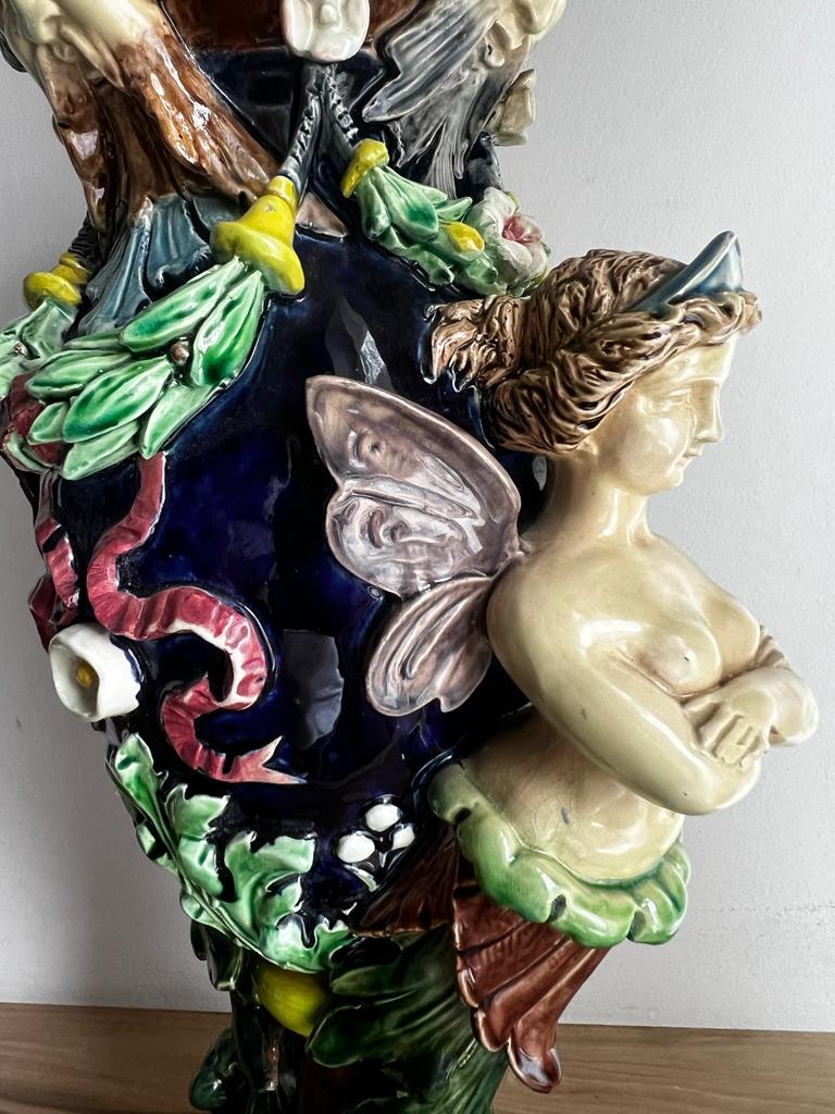 Classical Greek Antique 19th century Italian Rare Greek Mythology Majolica Vase/Urn For Sale