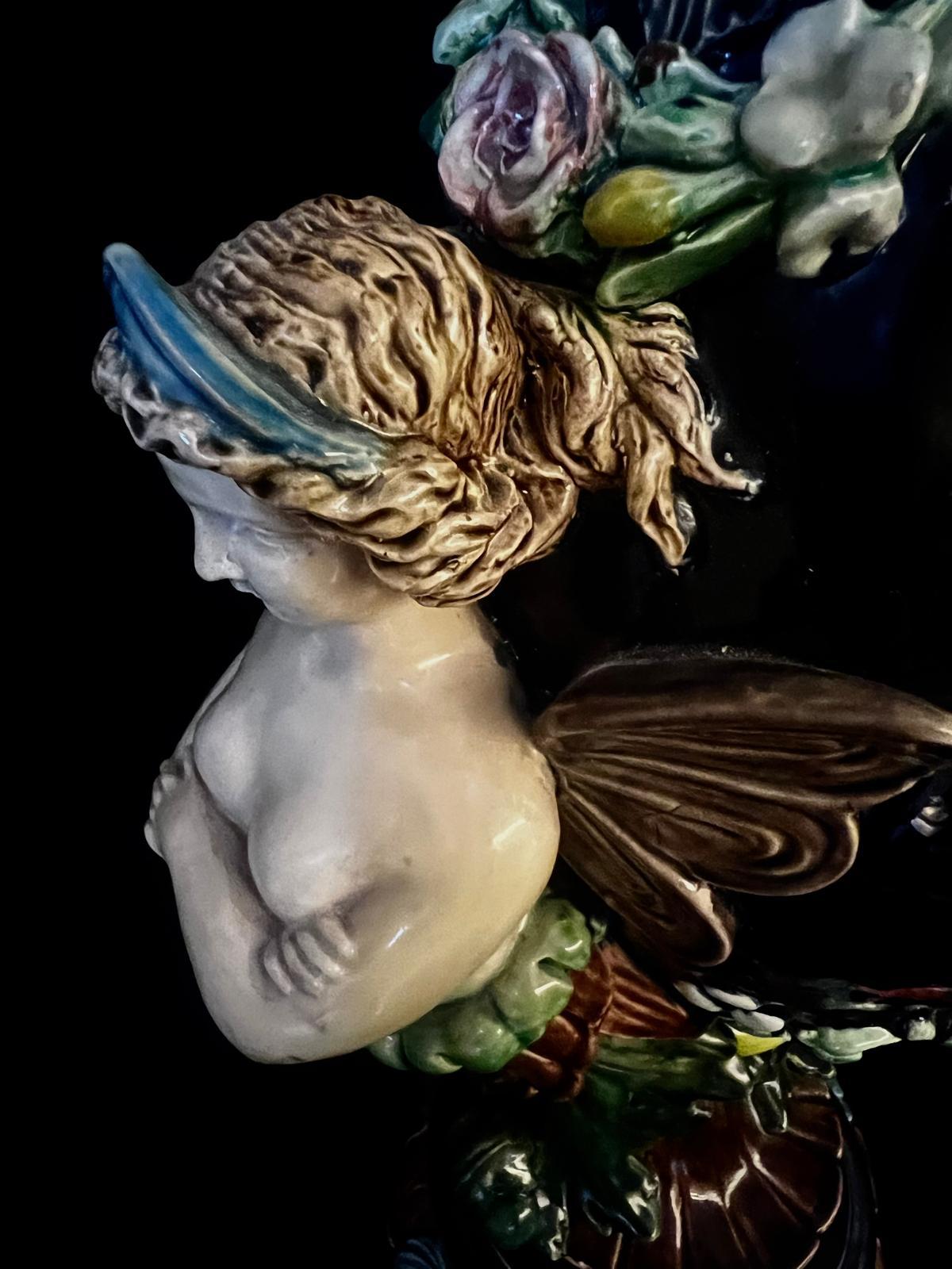 Hand-Crafted Antique 19th century Italian Rare Greek Mythology Majolica Vase/Urn For Sale