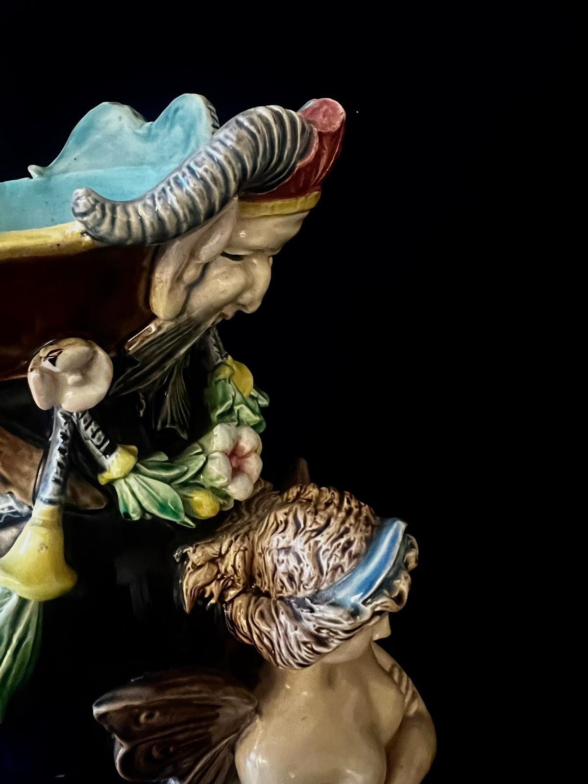 Antique 19th century Italian Rare Greek Mythology Majolica Vase/Urn In Excellent Condition For Sale In Doha, QA