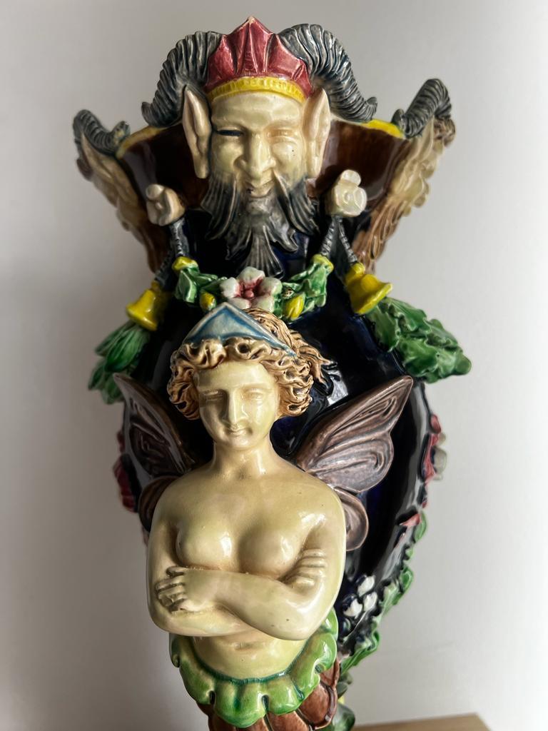 19th Century Antique 19th century Italian Rare Greek Mythology Majolica Vase/Urn For Sale