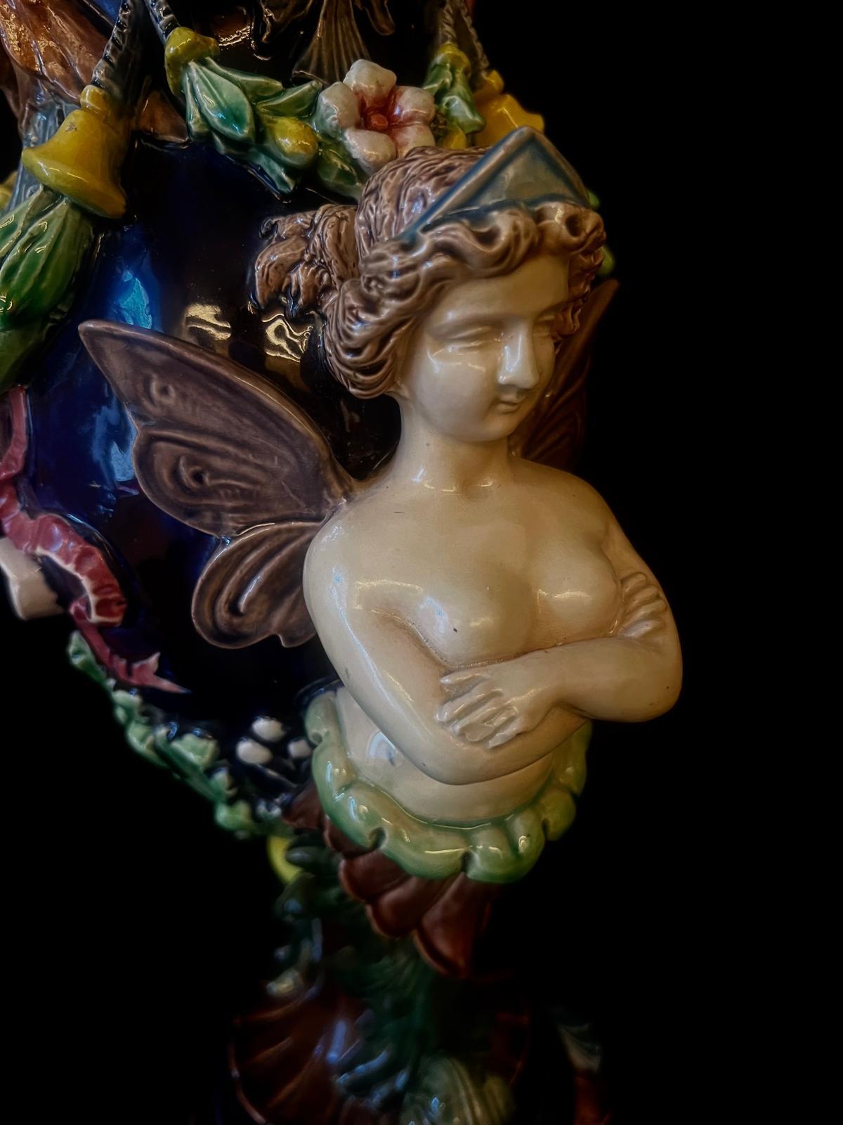 Porcelain Antique 19th century Italian Rare Greek Mythology Majolica Vase/Urn For Sale
