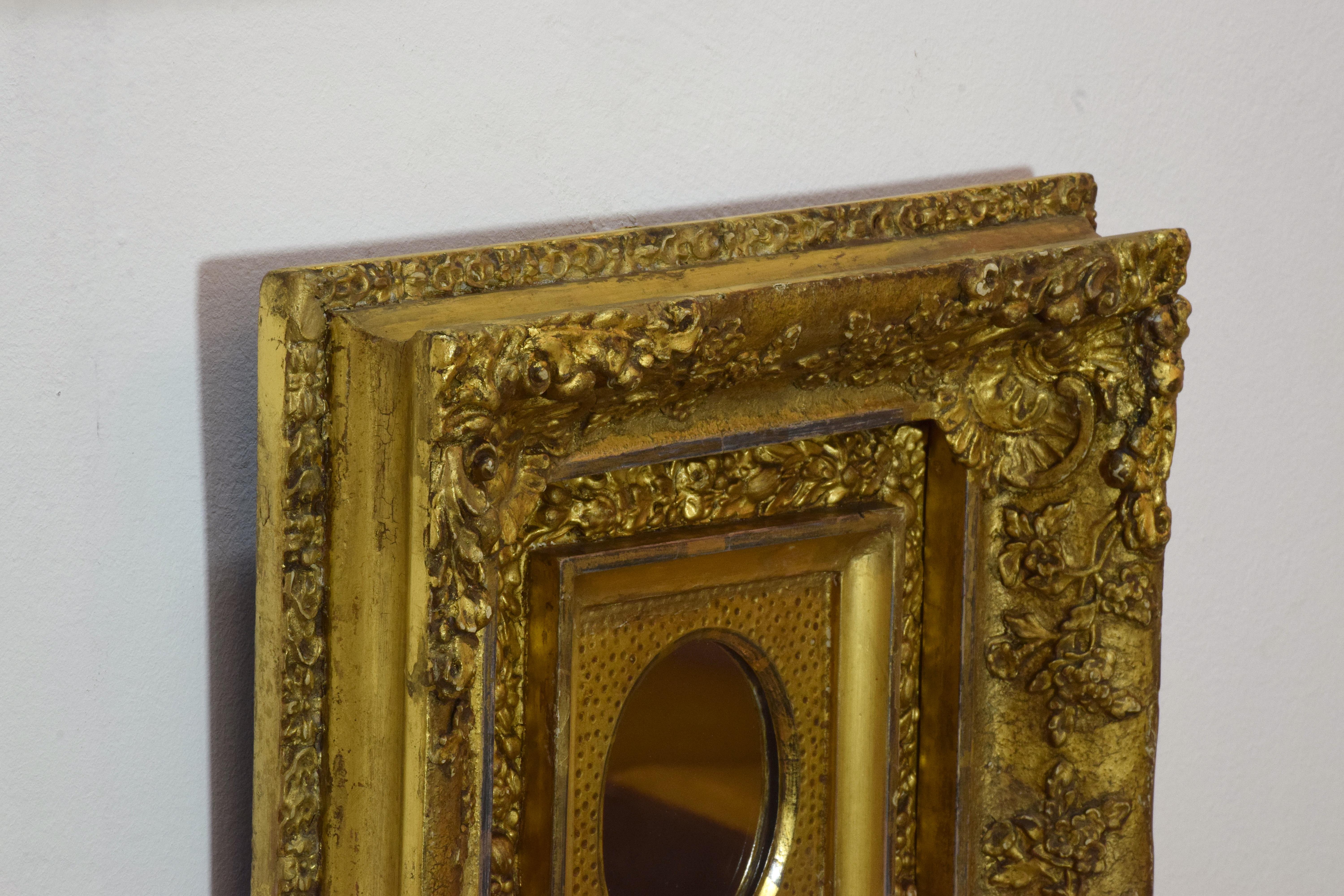 Italienische Rokoko-Spiegel:: antik:: 19. Jahrhundert:: vergoldet:: Satz mit drei Spiegeln 9