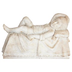 Antique 19th Century Italian Sculpture of a Sleeping Child