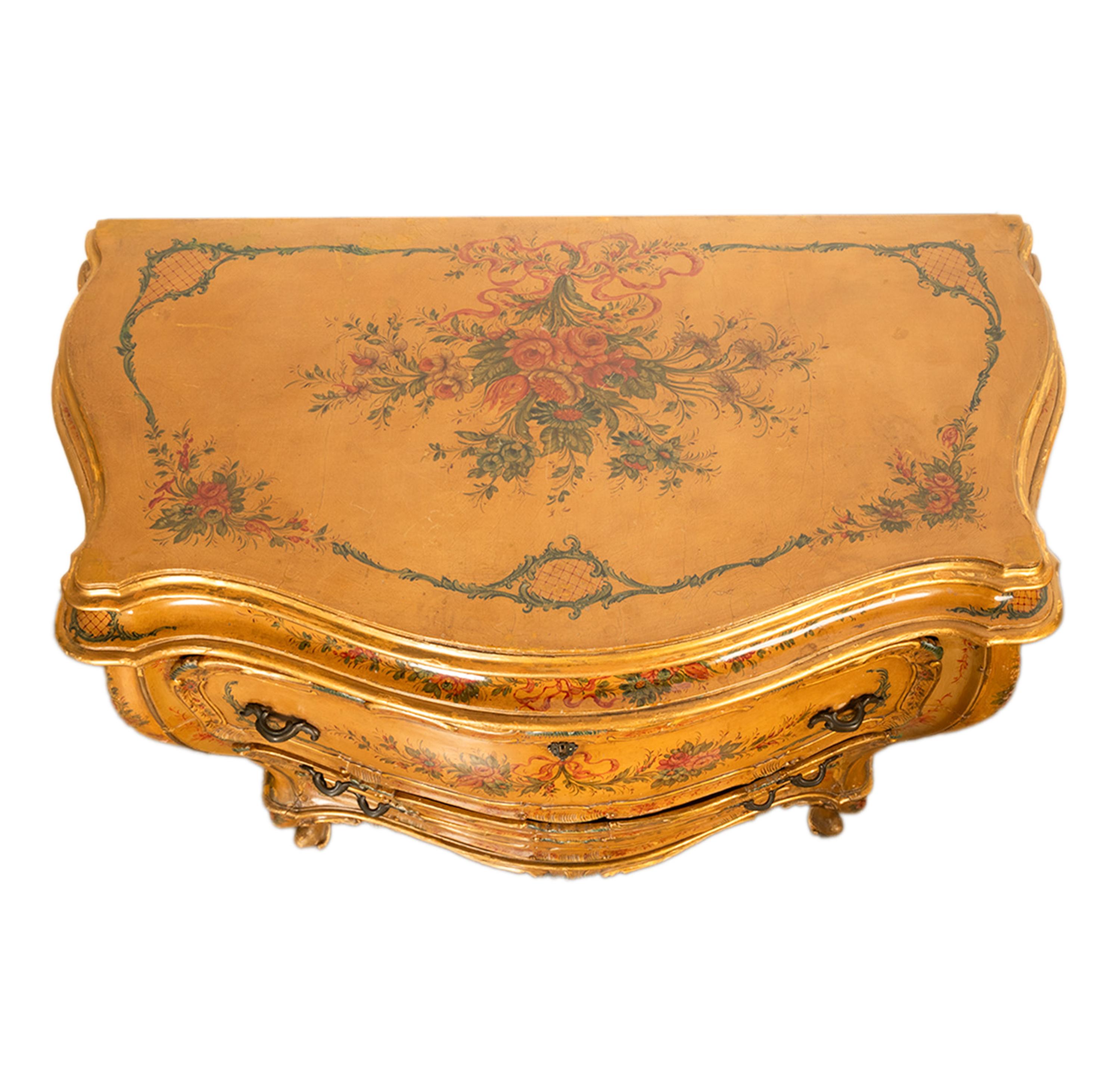 Antike italienische Rokoko-Kommode des 19. Jahrhunderts mit handgemalter Bombe 1820 im Angebot 5
