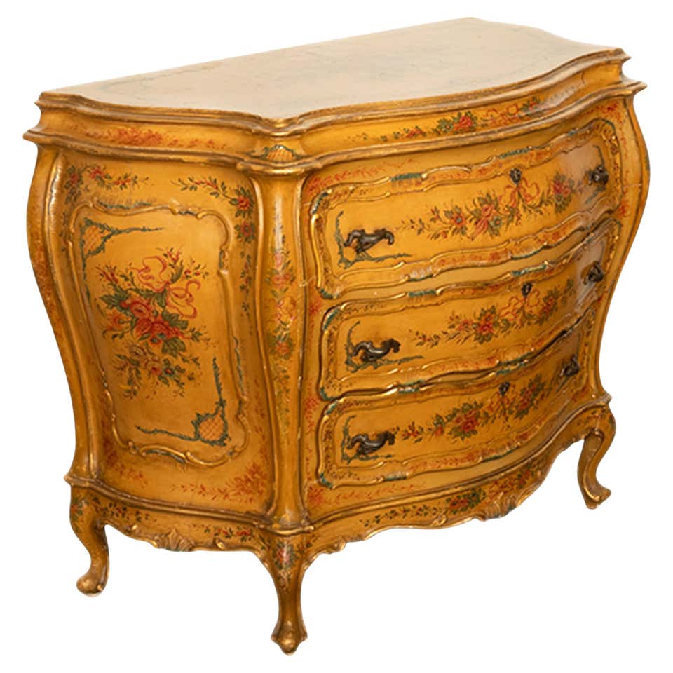 Itaian Rococo Italian Venetian Rococo Painted Commode Chest For Sale at 1stDibs