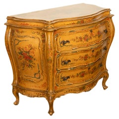 Antike italienische Rokoko-Kommode des 19. Jahrhunderts mit handgemalter Bombe 1820