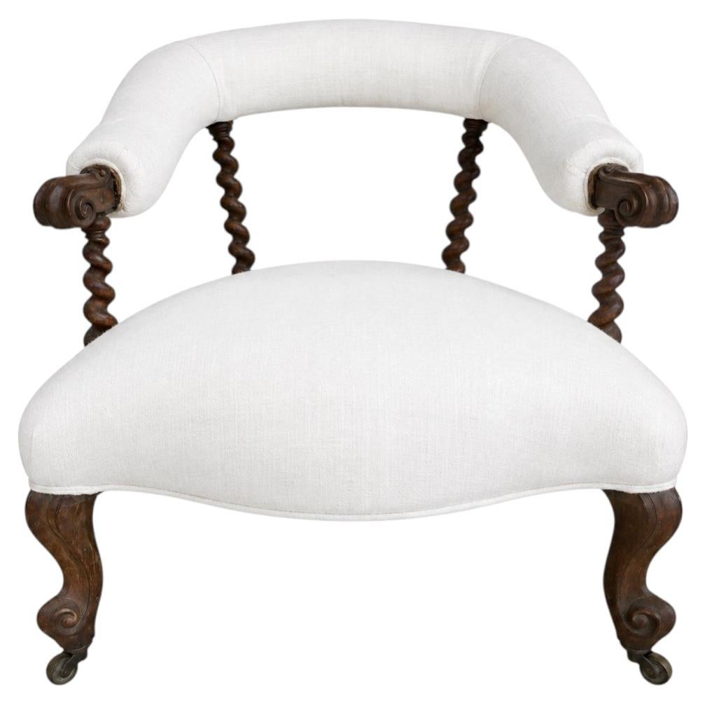 Antique 19th Century Jacobean Barley Twist Chair For Sale