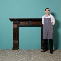 Antique 19th century Jacobean Carved Oak Fireplace