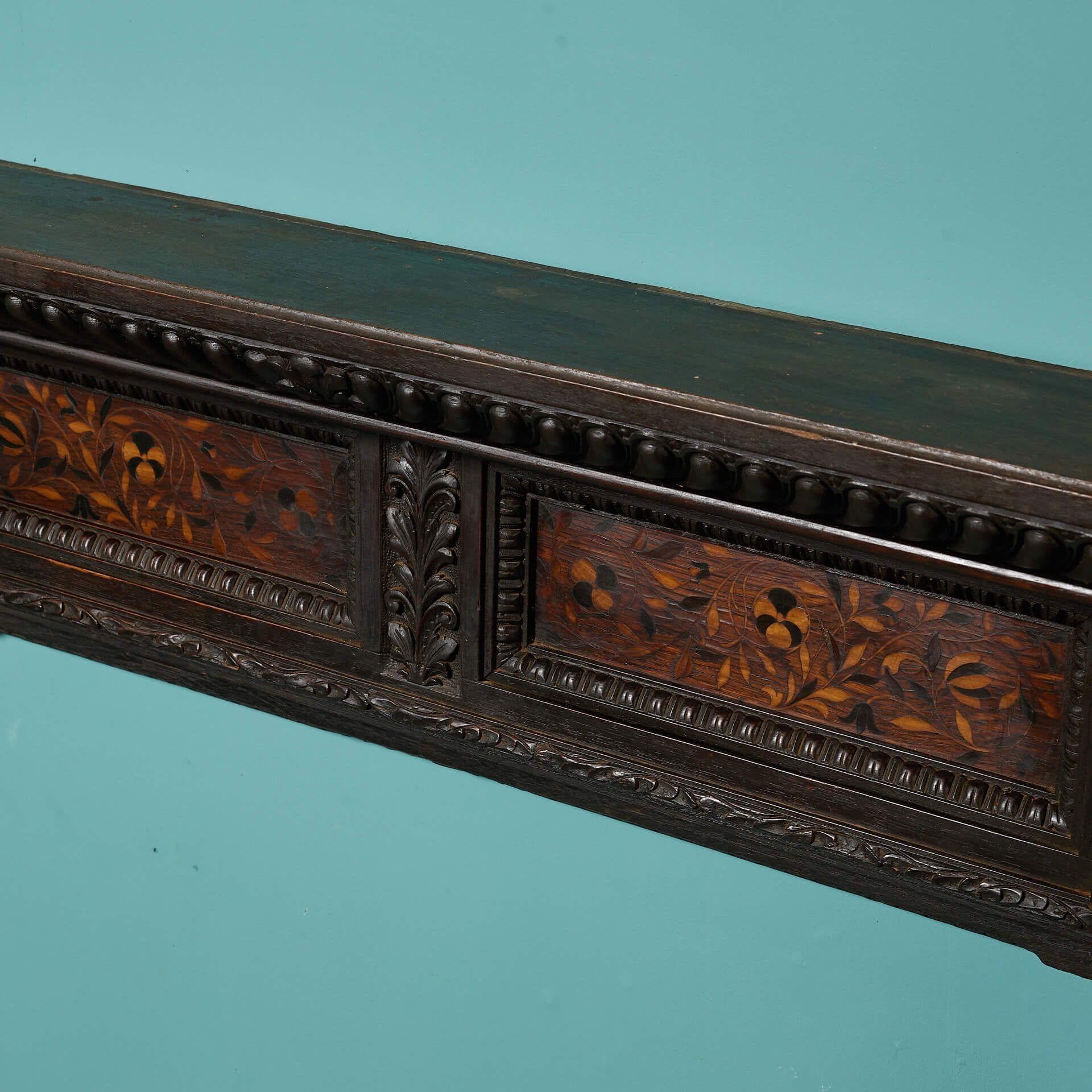 Antique 19th century Jacobean Carved Oak Fireplace In Fair Condition For Sale In Wormelow, Herefordshire