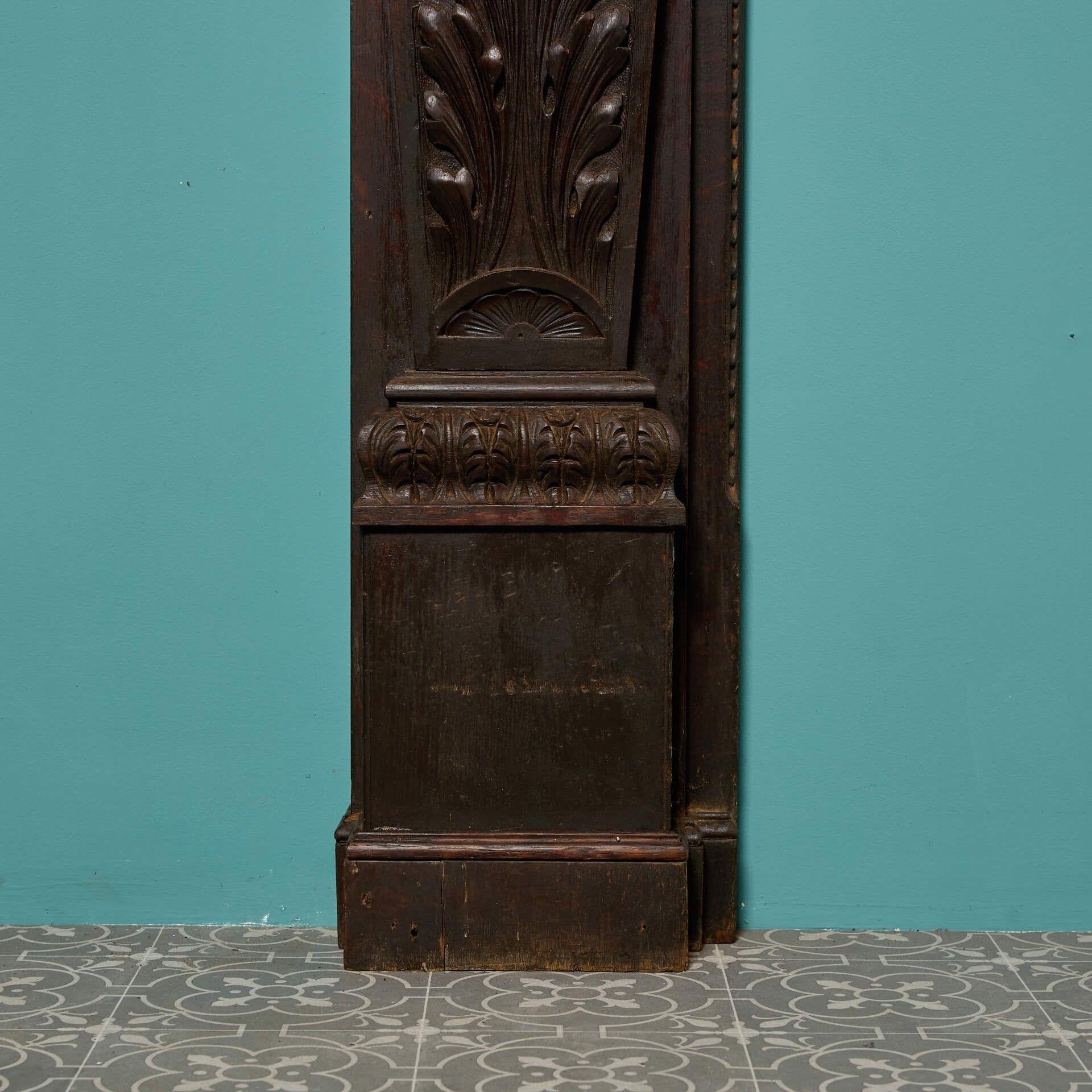 Antique 19th century Jacobean Carved Oak Fireplace For Sale 1