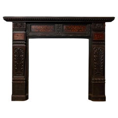 Antique 19th century Jacobean Carved Oak Fireplace