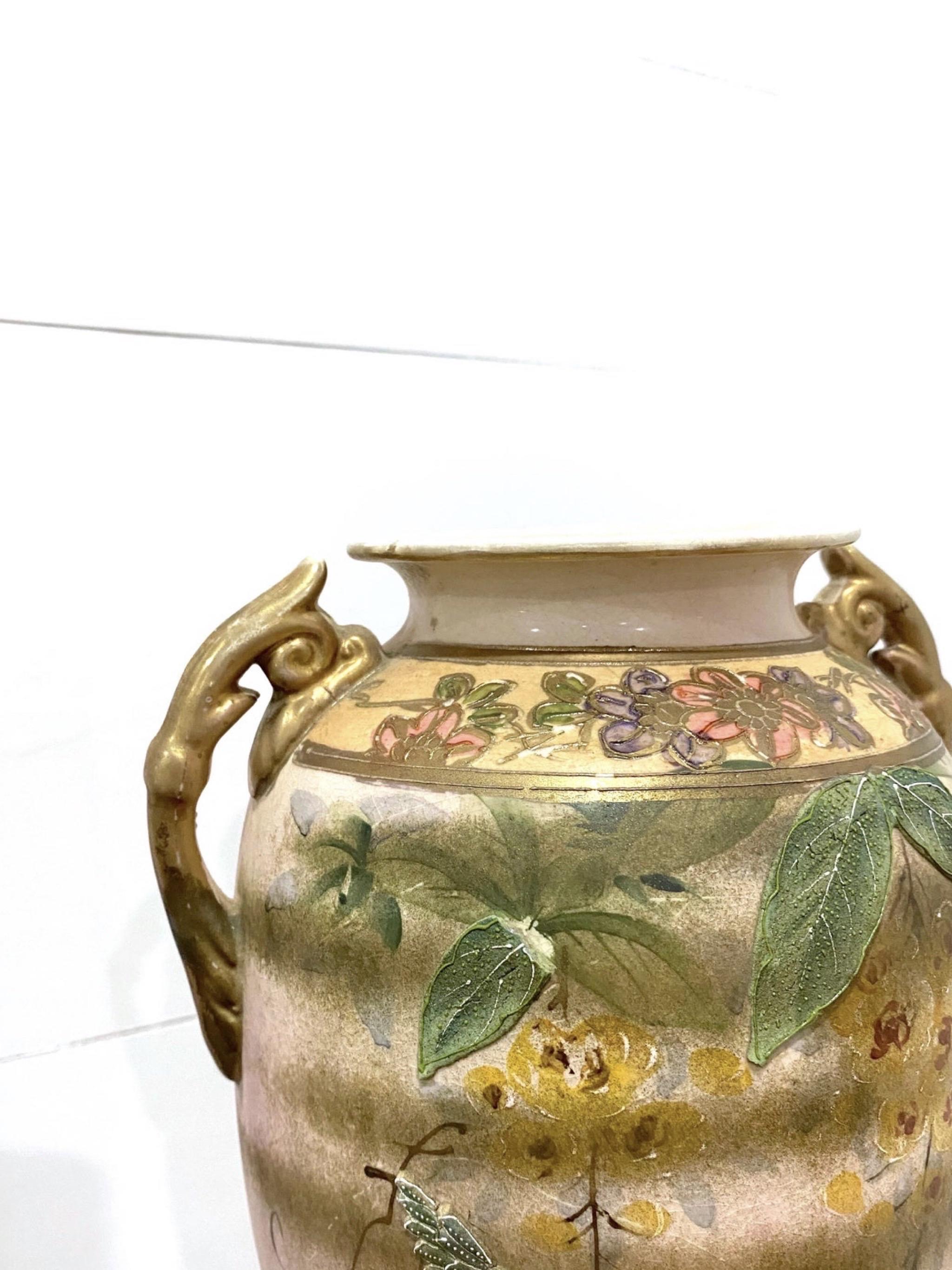 Japonisme Antique 19th Century Japan Moriage Vase For Sale