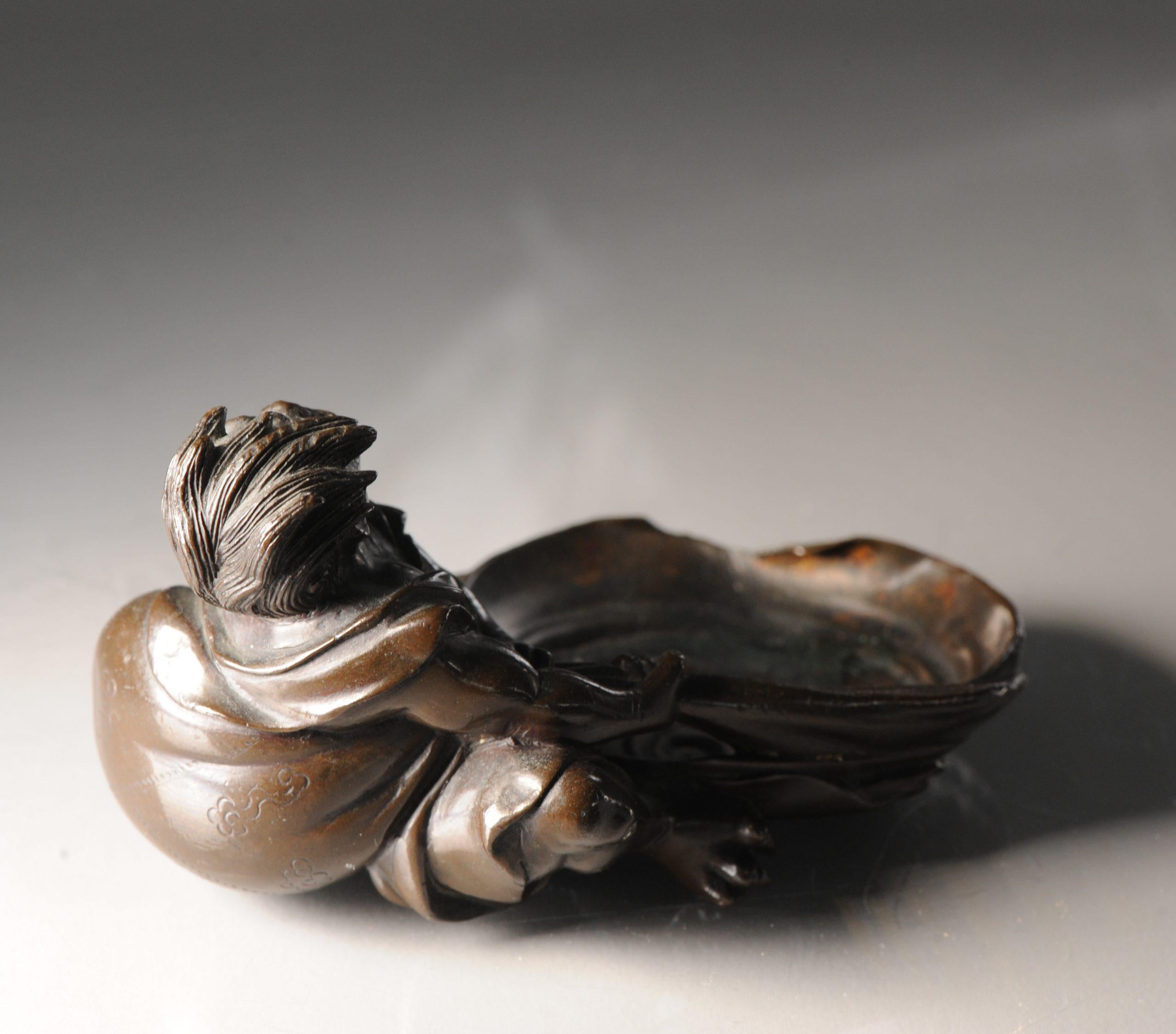 Antique 19th Century Japanese Bronze Okimono Figure Sitting Down, Japan 7