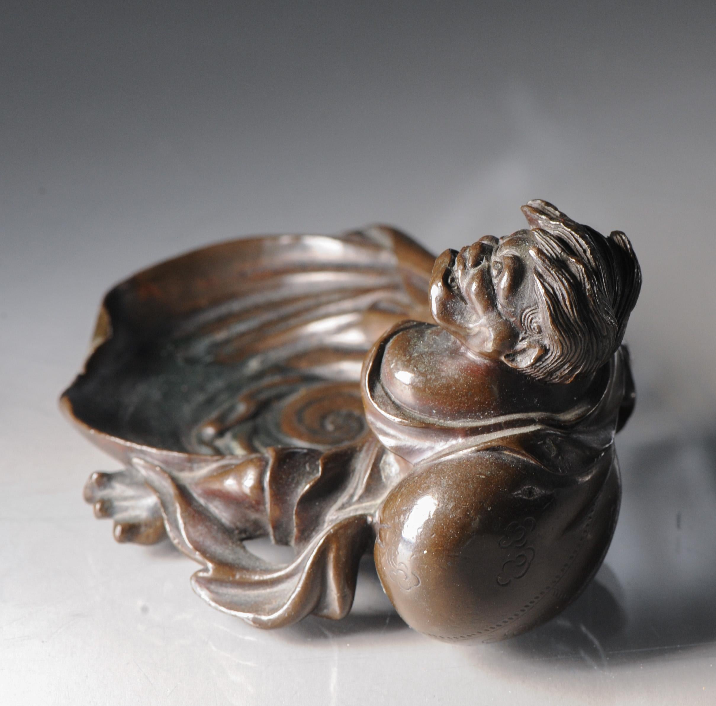 Antique 19th Century Japanese Bronze Okimono Figure Sitting Down, Japan 8