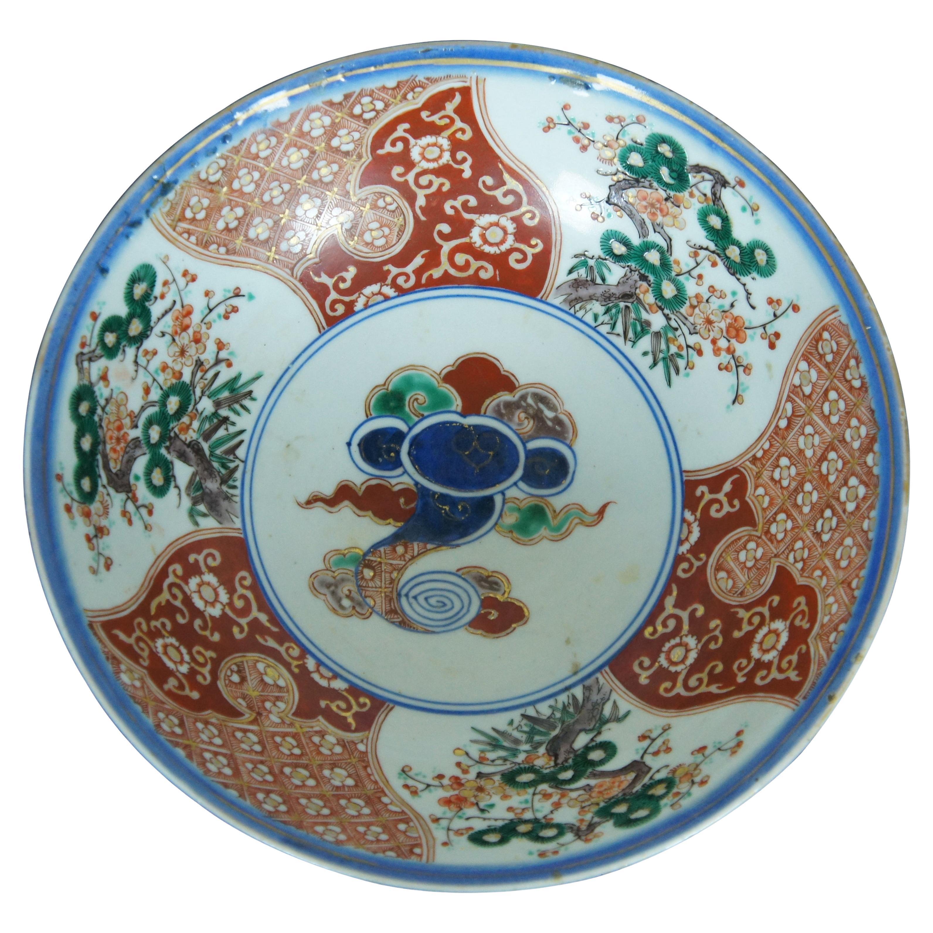 Antique 19th Century Japanese Imari Meiji Porcelain Serving Bowl Centerpiece 11" For Sale