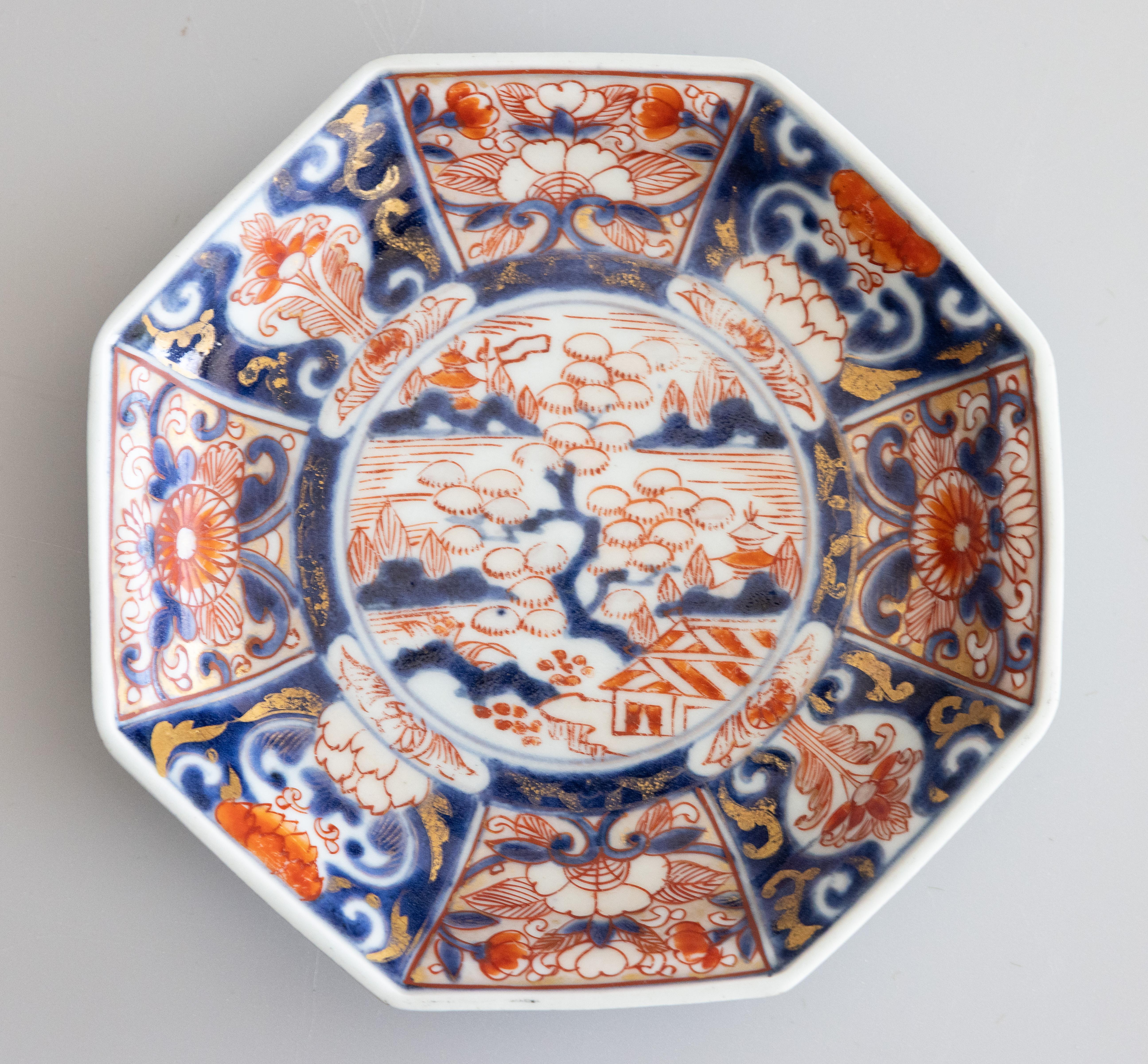 Antiguo plato octogonal Imari japonés del siglo XIX en venta 2