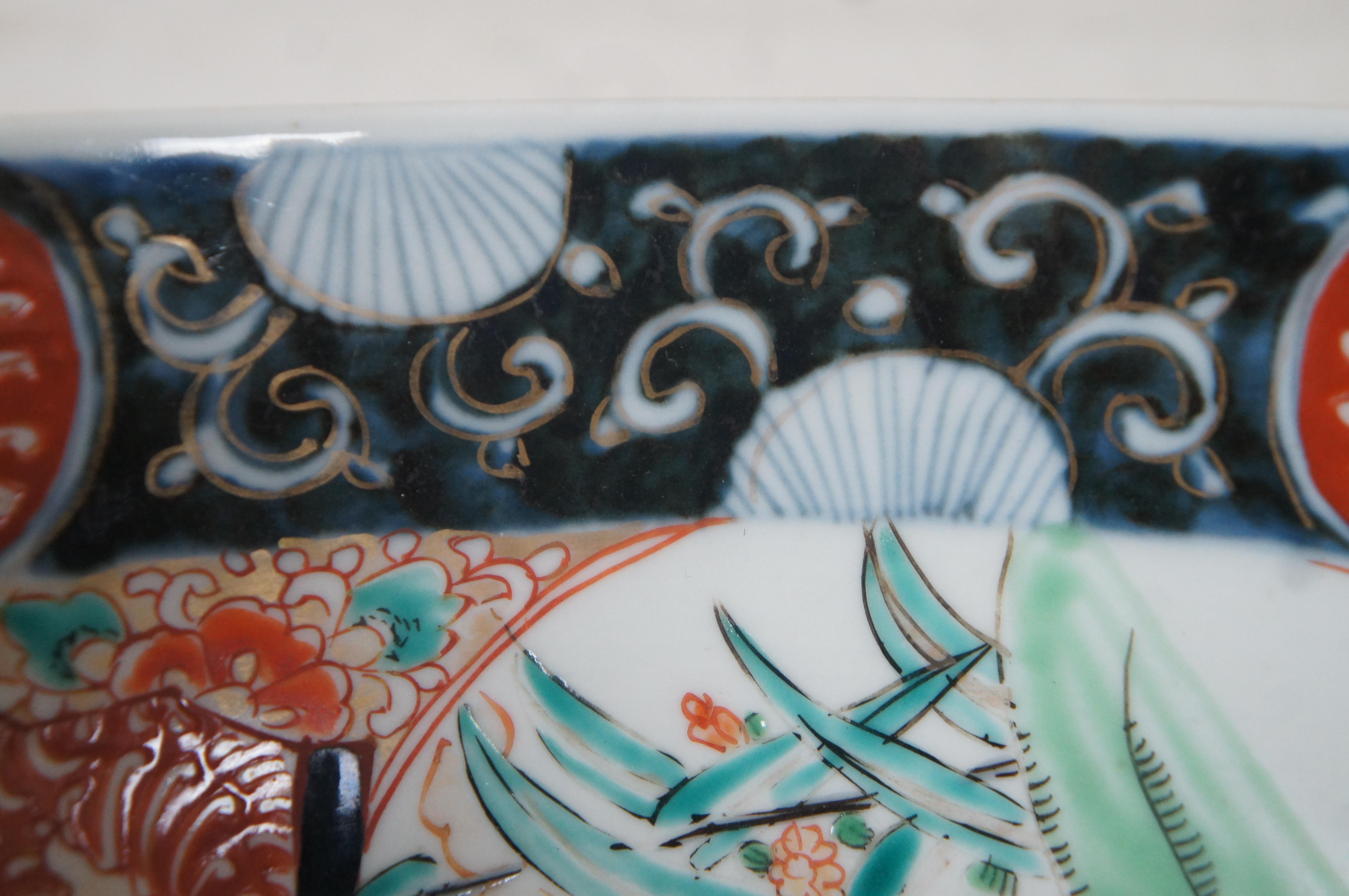 Antique 19th Century Japanese Imari Phoenix Rabbit Fan Bowl & Stand 7